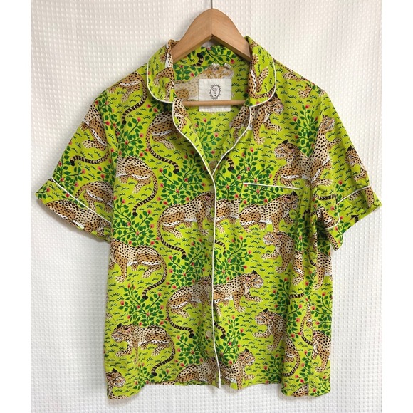 Printfresh Other - Printfresh Womens size M Organic Leopard Print Pajama Top Short Sleeve Cotton a1